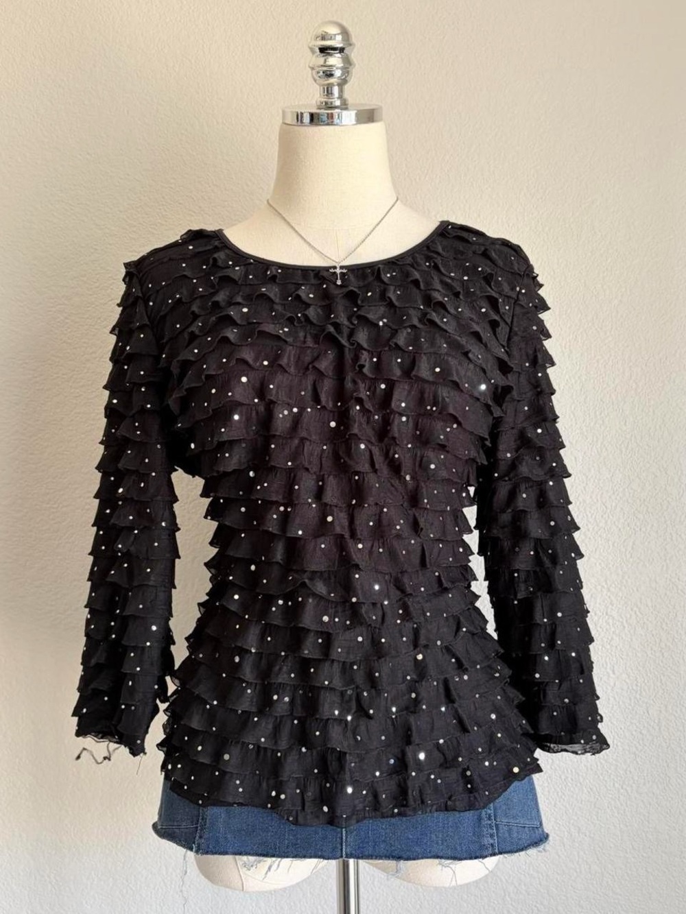 Women’s Black Ruffle Top